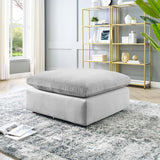 Commix Down Filled Overstuffed Performance Velvet Ottoman Light Gray EEI-4365-LGR