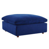 Commix Down Filled Overstuffed Performance Velvet Ottoman Navy EEI-4365-NAV