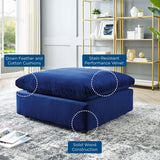 Commix Down Filled Overstuffed Performance Velvet Ottoman Navy EEI-4365-NAV