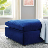 Commix Down Filled Overstuffed Performance Velvet Ottoman Navy EEI-4365-NAV