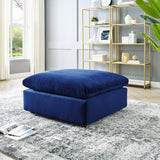 Commix Down Filled Overstuffed Performance Velvet Ottoman Navy EEI-4365-NAV