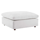 Commix Down Filled Overstuffed Performance Velvet Ottoman White EEI-4365-WHI