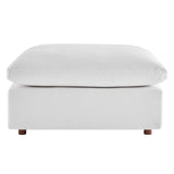 Commix Down Filled Overstuffed Performance Velvet Ottoman White EEI-4365-WHI