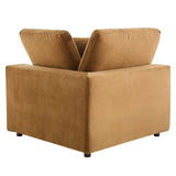 Commix Down Filled Overstuffed Performance Velvet Corner Chair Cognac EEI-4366-COG