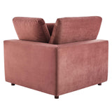 Commix Down Filled Overstuffed Performance Velvet Corner Chair Dusty Rose EEI-4366-DUS