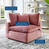 Commix Down Filled Overstuffed Performance Velvet Corner Chair Dusty Rose EEI-4366-DUS