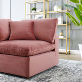 Commix Down Filled Overstuffed Performance Velvet Corner Chair Dusty Rose EEI-4366-DUS