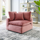 Commix Down Filled Overstuffed Performance Velvet Corner Chair Dusty Rose EEI-4366-DUS