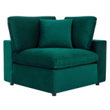 Commix Down Filled Overstuffed Performance Velvet Corner Chair Green EEI-4366-GRN