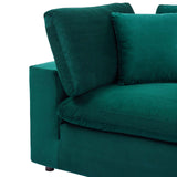 Commix Down Filled Overstuffed Performance Velvet Corner Chair Green EEI-4366-GRN