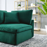 Commix Down Filled Overstuffed Performance Velvet Corner Chair Green EEI-4366-GRN