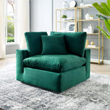 Commix Down Filled Overstuffed Performance Velvet Corner Chair Green EEI-4366-GRN