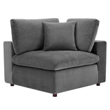 Commix Down Filled Overstuffed Performance Velvet Corner Chair Gray EEI-4366-GRY