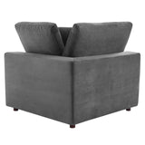 Commix Down Filled Overstuffed Performance Velvet Corner Chair Gray EEI-4366-GRY