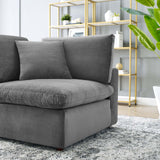 Commix Down Filled Overstuffed Performance Velvet Corner Chair Gray EEI-4366-GRY