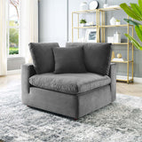 Commix Down Filled Overstuffed Performance Velvet Corner Chair Gray EEI-4366-GRY