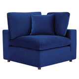 Commix Down Filled Overstuffed Performance Velvet Corner Chair Navy EEI-4366-NAV