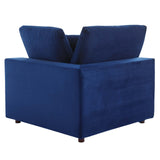 Commix Down Filled Overstuffed Performance Velvet Corner Chair Navy EEI-4366-NAV