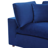 Commix Down Filled Overstuffed Performance Velvet Corner Chair Navy EEI-4366-NAV