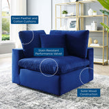 Commix Down Filled Overstuffed Performance Velvet Corner Chair Navy EEI-4366-NAV