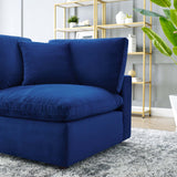 Commix Down Filled Overstuffed Performance Velvet Corner Chair Navy EEI-4366-NAV