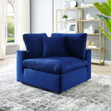 Commix Down Filled Overstuffed Performance Velvet Corner Chair Navy EEI-4366-NAV