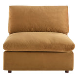 Commix Down Filled Overstuffed Performance Velvet Armless Chair Cognac EEI-4367-COG