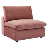 Commix Down Filled Overstuffed Performance Velvet Armless Chair Dusty Rose EEI-4367-DUS