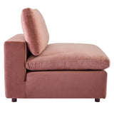 Commix Down Filled Overstuffed Performance Velvet Armless Chair Dusty Rose EEI-4367-DUS