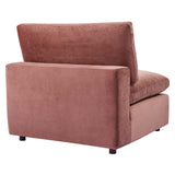 Commix Down Filled Overstuffed Performance Velvet Armless Chair Dusty Rose EEI-4367-DUS