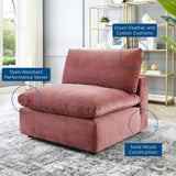 Commix Down Filled Overstuffed Performance Velvet Armless Chair Dusty Rose EEI-4367-DUS