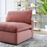 Commix Down Filled Overstuffed Performance Velvet Armless Chair Dusty Rose EEI-4367-DUS