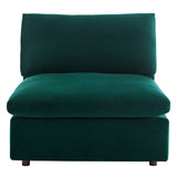 Commix Down Filled Overstuffed Performance Velvet Armless Chair Green EEI-4367-GRN