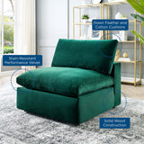 Commix Down Filled Overstuffed Performance Velvet Armless Chair Green EEI-4367-GRN