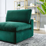 Commix Down Filled Overstuffed Performance Velvet Armless Chair Green EEI-4367-GRN