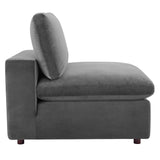 Commix Down Filled Overstuffed Performance Velvet Armless Chair Gray EEI-4367-GRY