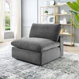 Commix Down Filled Overstuffed Performance Velvet Armless Chair Gray EEI-4367-GRY