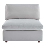 Commix Down Filled Overstuffed Performance Velvet Armless Chair Light Gray EEI-4367-LGR