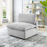 Commix Down Filled Overstuffed Performance Velvet Armless Chair Light Gray EEI-4367-LGR