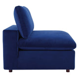 Commix Down Filled Overstuffed Performance Velvet Armless Chair Navy EEI-4367-NAV