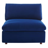 Commix Down Filled Overstuffed Performance Velvet Armless Chair Navy EEI-4367-NAV