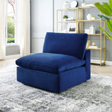 Commix Down Filled Overstuffed Performance Velvet Armless Chair Navy EEI-4367-NAV