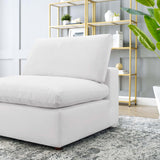 Commix Down Filled Overstuffed Performance Velvet Armless Chair White EEI-4367-WHI