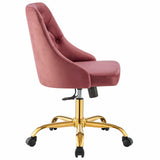 Distinct Tufted Swivel Performance Velvet Office Chair Gold Dusty Rose EEI-4368-GLD-DUS