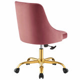 Distinct Tufted Swivel Performance Velvet Office Chair Gold Dusty Rose EEI-4368-GLD-DUS