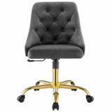 Distinct Tufted Swivel Performance Velvet Office Chair Gold Gray EEI-4368-GLD-GRY