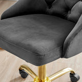 Distinct Tufted Swivel Performance Velvet Office Chair Gold Gray EEI-4368-GLD-GRY