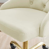 Distinct Tufted Swivel Performance Velvet Office Chair Gold Ivory EEI-4368-GLD-IVO