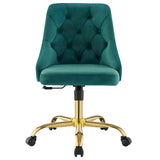 Distinct Tufted Swivel Performance Velvet Office Chair Gold Teal EEI-4368-GLD-TEA