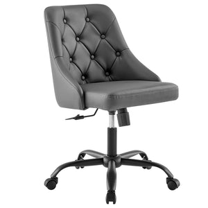 Distinct Tufted Swivel Vegan Leather Office Chair Black Gray EEI-4370-BLK-GRY